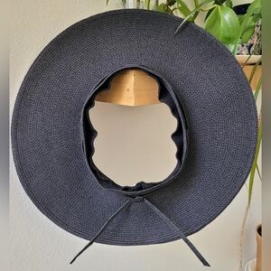 Crownless Wide-Brim Hat, Black